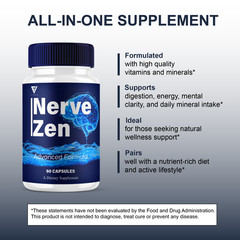 (3 Pack) NerveZen Advanced Formula, Nerve Zen Nootropic Pills (180 Capsules)