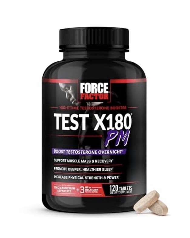 Force Factor Test X180 PM Nighttime Testosterone Booster Tablets 120 Made USA