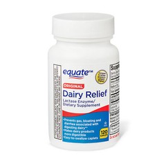Equate Dairy Relief Caplets Original Support Diarrhea Easy-to-swallow 120 Count
