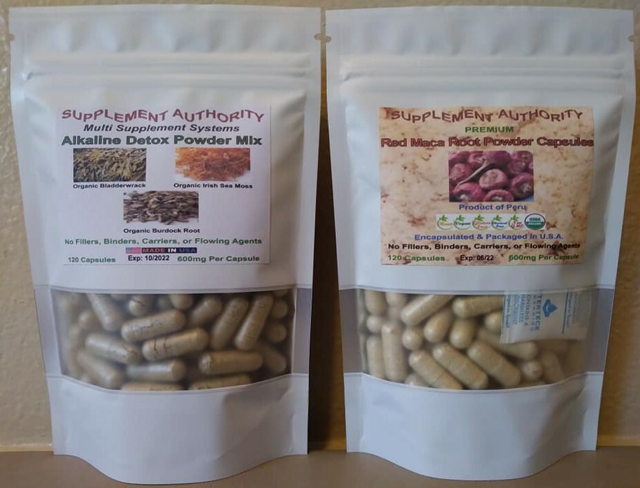 Irish Sea Moss – Bladderwrack – Burdock Root / Maca Root Capsules Combo – NEW!