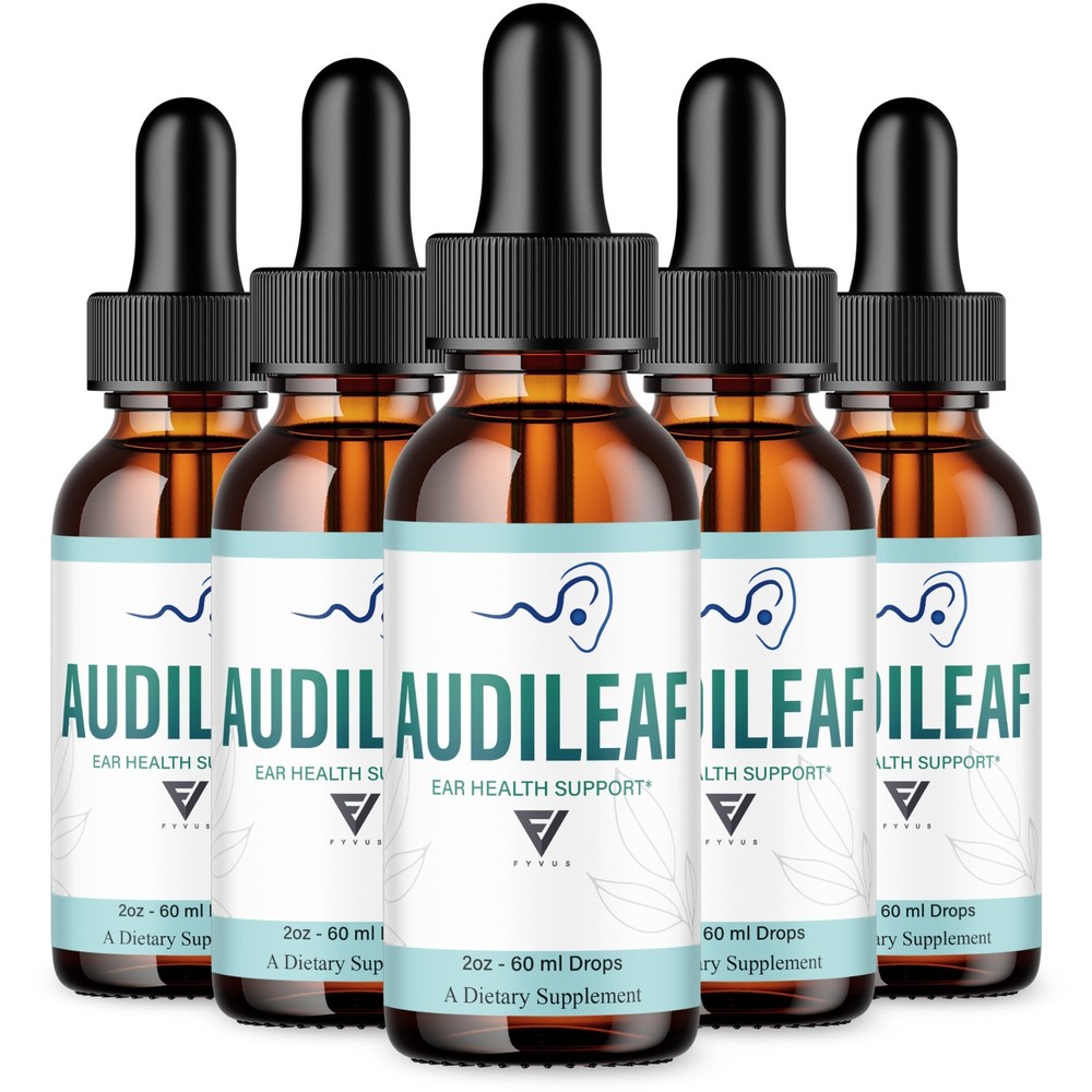 (5 Pack) Audileaf Drops, Audileaf Tinnitus Support Liquid Supplement (10oz)