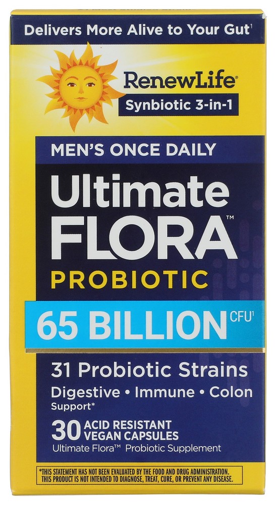 Ultimate Flora Probiotic Supplement For Men 65 Billion Cfu Renewlife 30 1 Pack