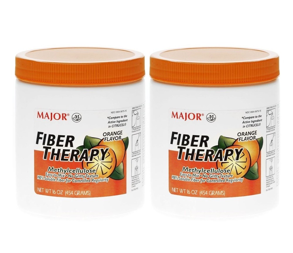 Fiber Therapy Powder Methylcellulose Supplement Orange Constipation 16 oz, 2 Ct.