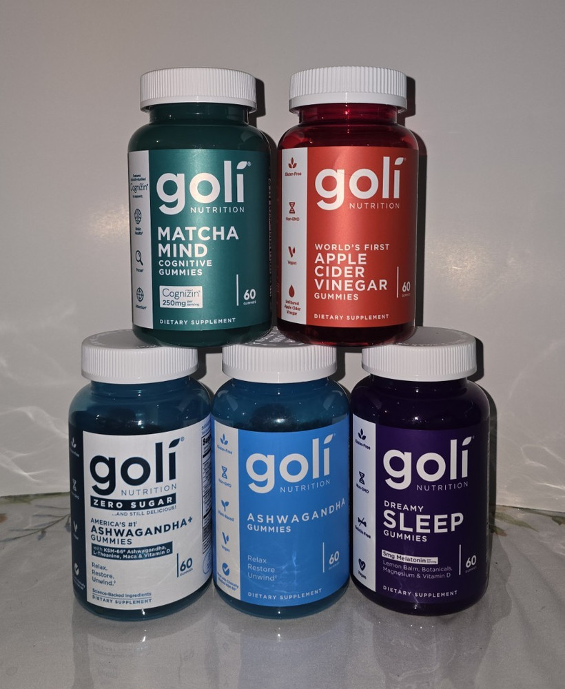 Goli Nutrition 5-Bottle Gummy Bundle Matcha Mind ACV Ashwagandha Sleep 60 Ct