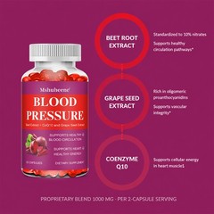 Blood Pressure Support with Beet Root, CoQ10, Heart & Circulation 30/60/120 Caps