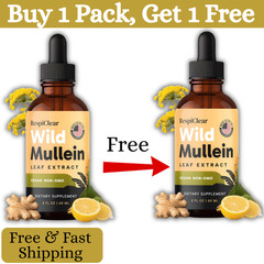 RespiClear Wild Mullein Leaf Extract Liquid Drops Vegan Non-GMO Lemon 1+1FREE