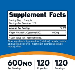 2 BOTTLES-Nutricost N-Acetyl L-Cysteine (NAC) 600mg,120 Vegan Capsules – Non-GMO