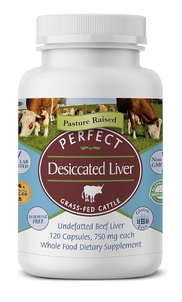 Perfect Supplements Desiccated Beef Liver Capsules Grass Fed Supplement 120 Caps
