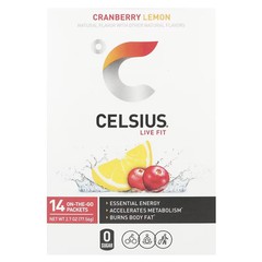 2 X Celsius, Live Fit, Cranberry Lemon, 14 On-The-Go Packets, 0.2 oz (5.54 g) Ea