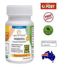 Probiotic Bifidobacterium Lactis 20 Billion CFU/gm Capsules – 500mg – AU Stock