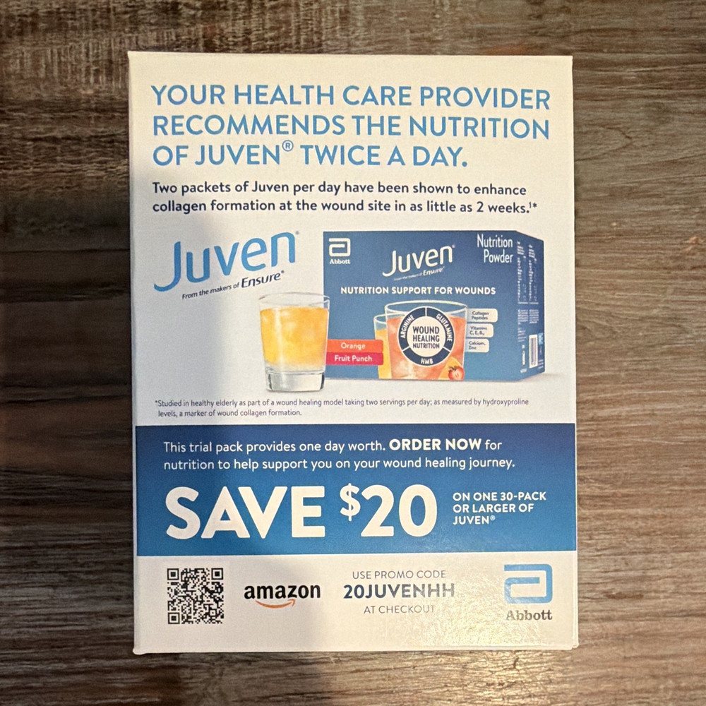 SEALED! SAMPLE 2-PACK!! Juven Wound Nutrition Powder; 1 orange & 1 fruit punch