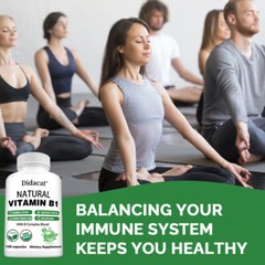 Natural Vitamin B1 Complex B1,B2,B3,B5,B6,B7,B9,B12, Immune Support Capsules
