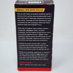 Force Factor Forebrain Focus Dietary Supplement, 60 Capsules Exp 12/2028