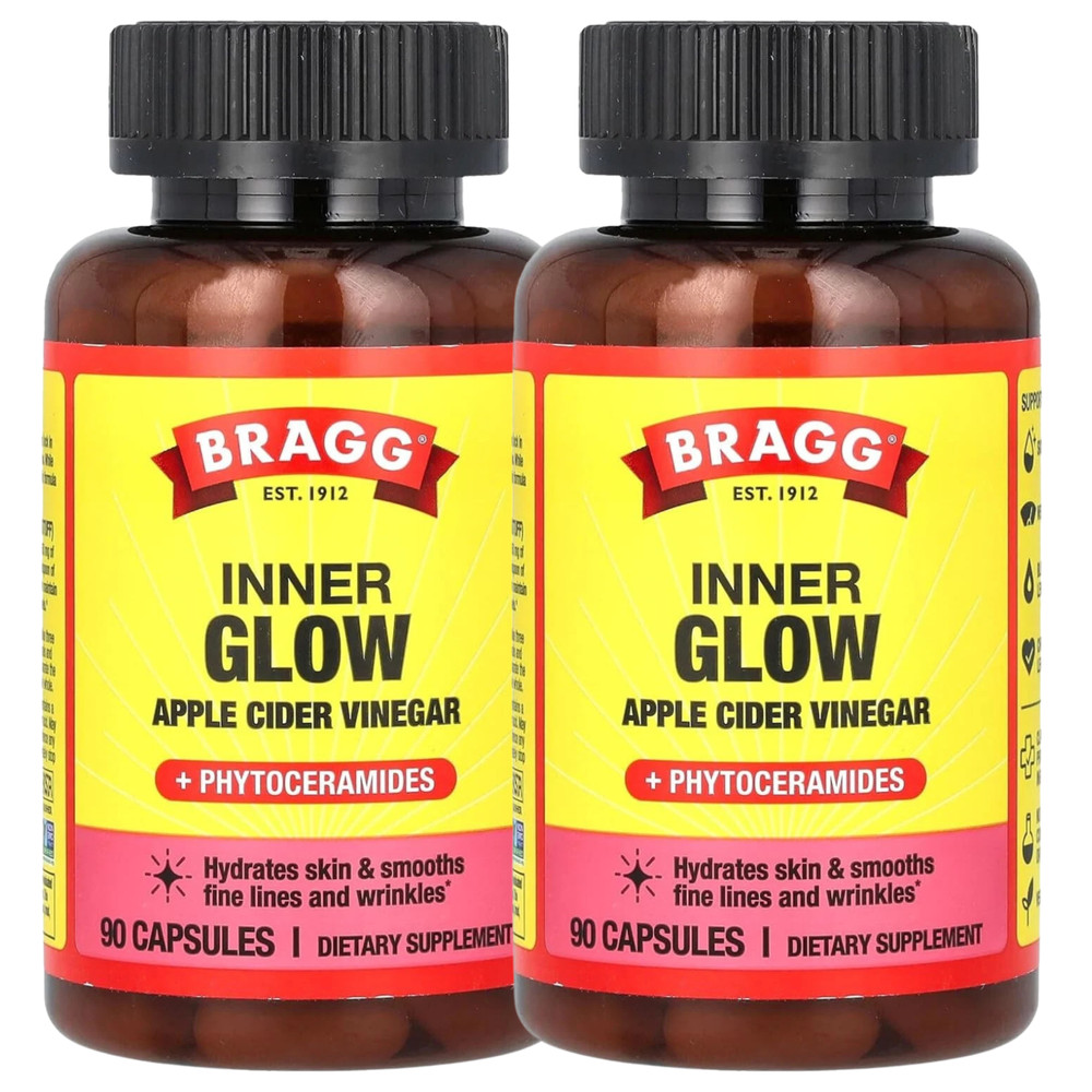 2 PACK Bragg Inner Glow Apple Cider Vinegar Phytoceramide Capsules 750mg 01/2027
