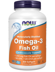 NOW Foods Omega-3 Fish Oil 180 EPA/120 DHA 200 Softgels | Heart Support