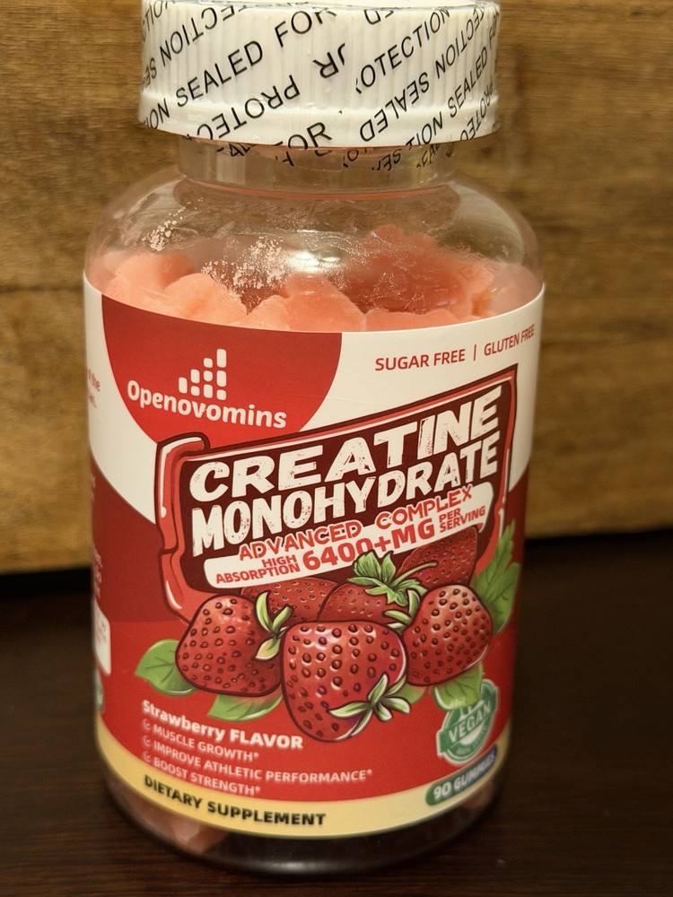 Openovomins Creatine Monohydrate Complex Gummies, Raspberry, 6400mg 90CT 11/26