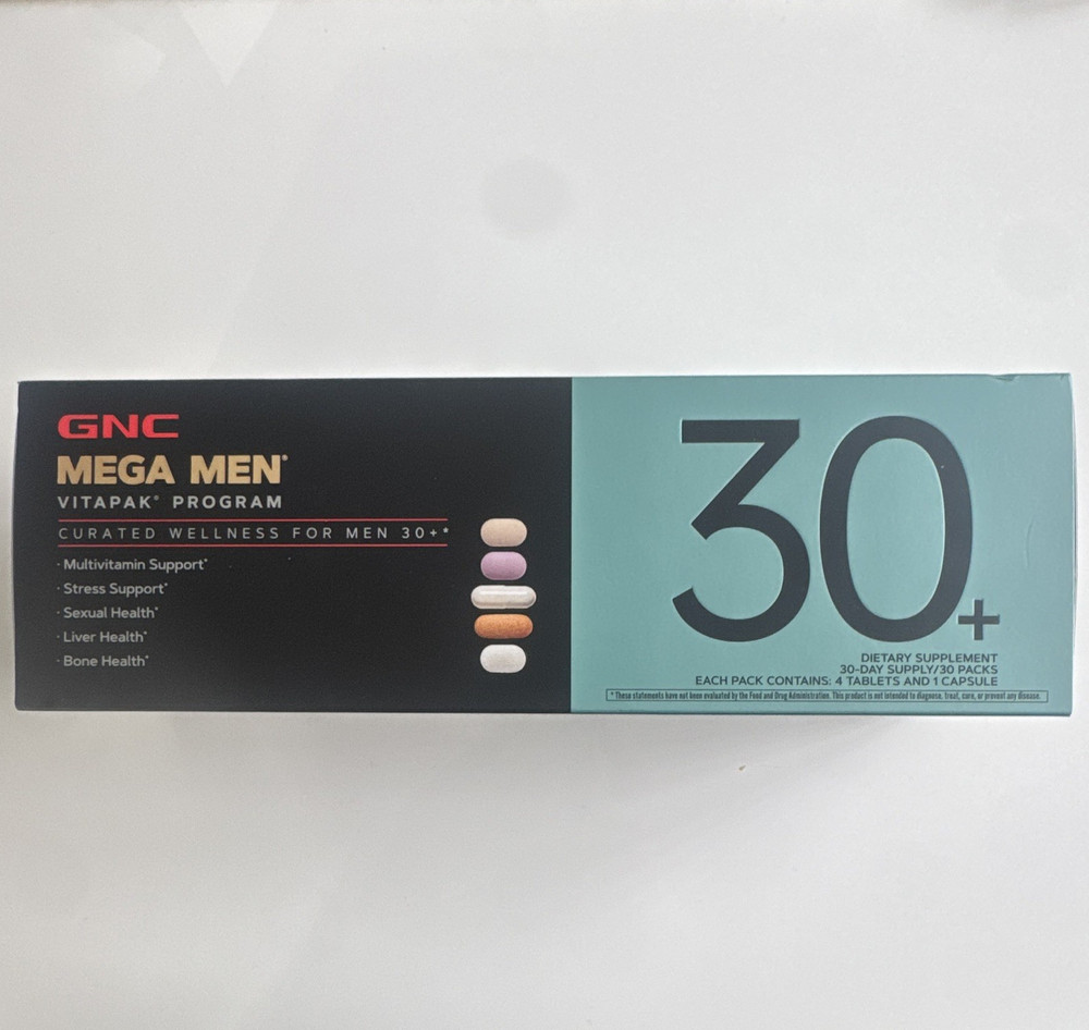 GNC Mega Men Vitapak Program 30+ Men&rsquo;s Multivitamin Supplement 30 Packs