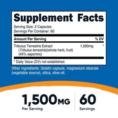 Nutricost Tribulus Terrestris Extract 1500mg, 120 Capsules, 60 Servings, Non-GMO