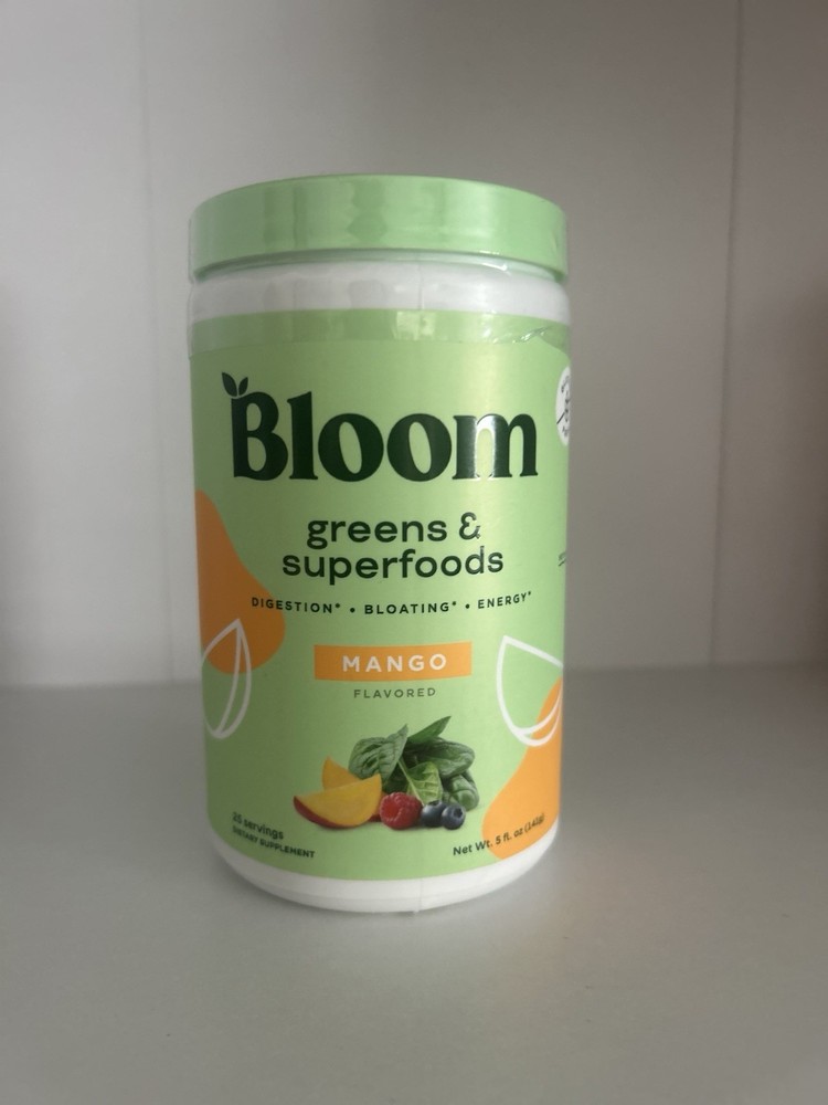 Bloom Greens & Superfoods Mango Flavored Powder Digestion Bloating Energy 5.4oz