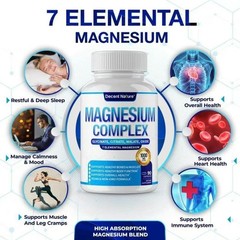 2 BOTTLES—Decent Nature Magnesium Complex1000mg-7Elemental Magnesium Capsules