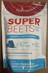 HumanN – SuperBeets Memory Focus Chews, 30 Chews, Blueberry Pomegranate Exp 1/27
