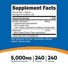 Nutricost Banaba Leaf Extract 240 Capsules for 240 Servings Per Bottle