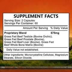 GrassFed Beef Organs Capsules-Support for Male Vitality,Prostate&Hormone Balance