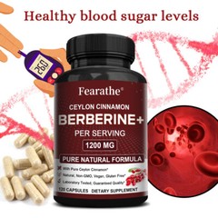 Berberine HCL 1200mg – Plus Ceylon Cinnamon – Immune System, Weight Management