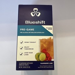 Blueshift Pre Game Drinking Electrolyte Hydration Drink Mix Powder 10p raspberry