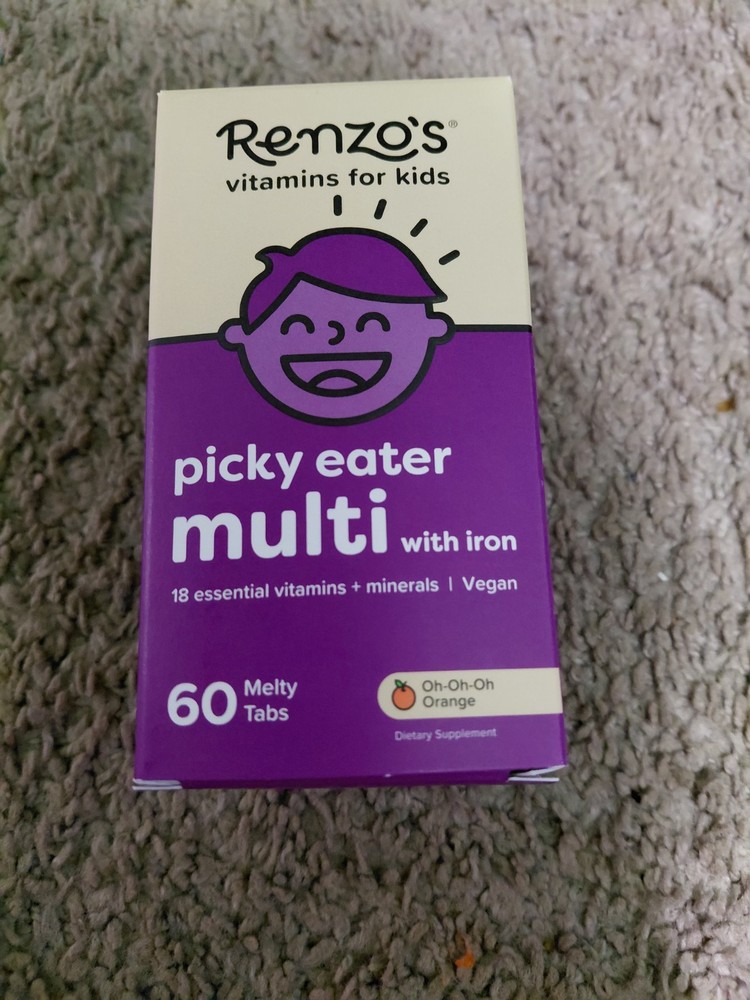 Renzo&rsquo;s Picky Eater Multi with Iron 60 Melty Tabs Kids Vegan Orange