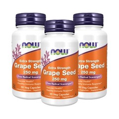 3 x NOW Mega Poteny Grape Seed Extract OPC 250mg 90 Vcaps Antioxidant Protection