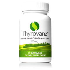 Thyrovanz 25mg Thyroid Support Supplement Thyroid Glandular Bovine 90 Capsules