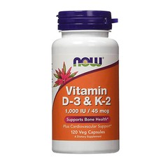 Now Vitamin D-3 & K-2, 120 Vegetarian Capsules