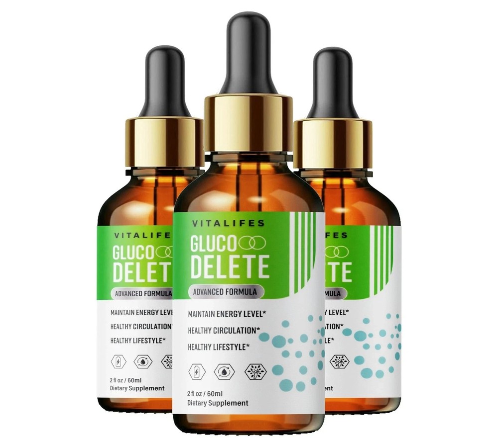 (3 Pack) Gluco Delete Drops, GlucoDelete Premium Liquid Drop Vitamin Supplement