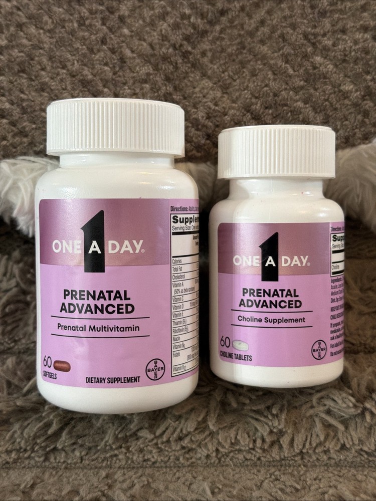 One A Day Advanced Prenatal Multivitamin with Choline 60+60 Count Exp 10/27