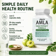 Alevia Amla Organic Capsules 1000mg Indian Gooseberry Antioxidant Supplement 60c