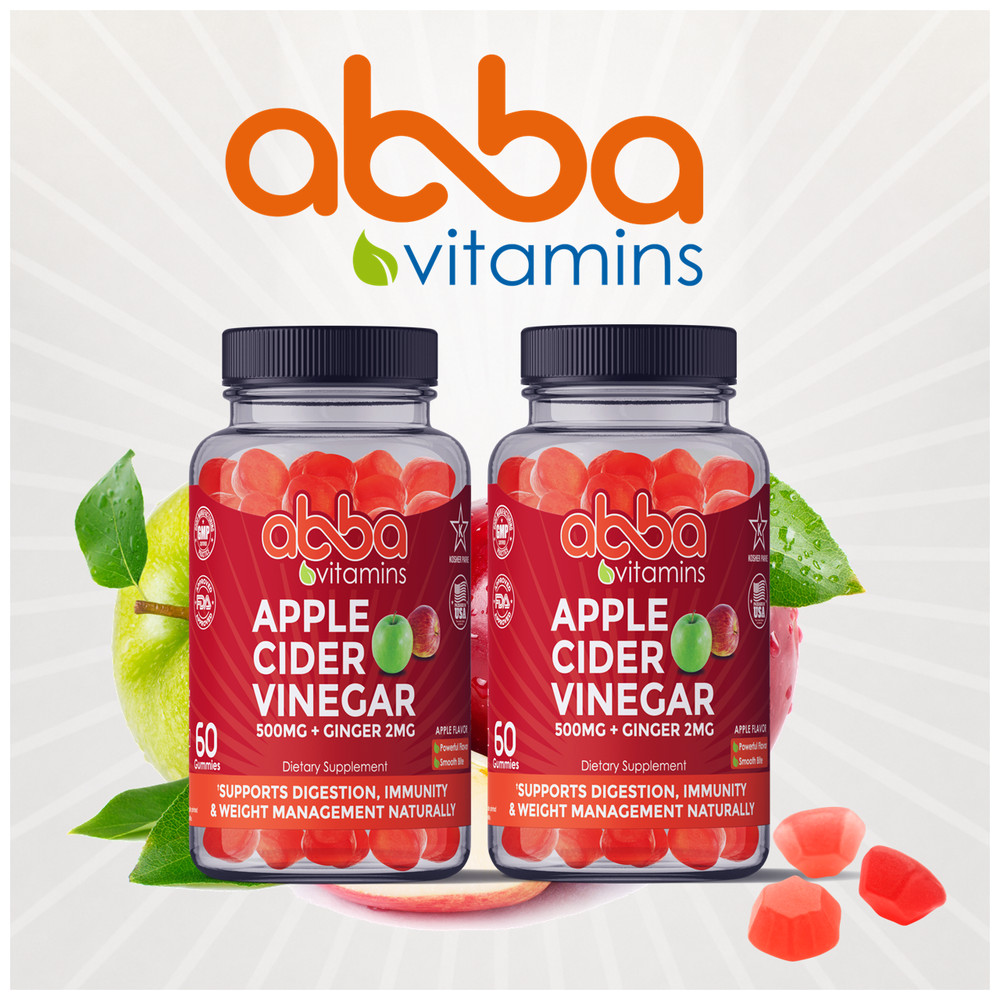 2 Pack Apple Cider Vinegar & Ginger Gummies 60 Ct Vegan Kosher