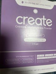 Create Creatine Monohydrate On-The-Go Sticks Mixed Berry 30 Ct. Exp 01/2027