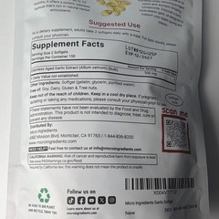 Micro Ingredients Odorless Aged Garlic Extract 500mg 300 Softgels Exp 12/27