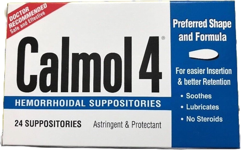 Calmol 4 Hemorrhoidal Suppositories with 24 Count (Pack of 1), Multicolor