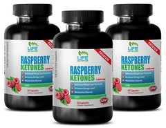 dietary natural supplement – Raspberry Ketones 1200mg – 3 Bottles 180 Capsules
