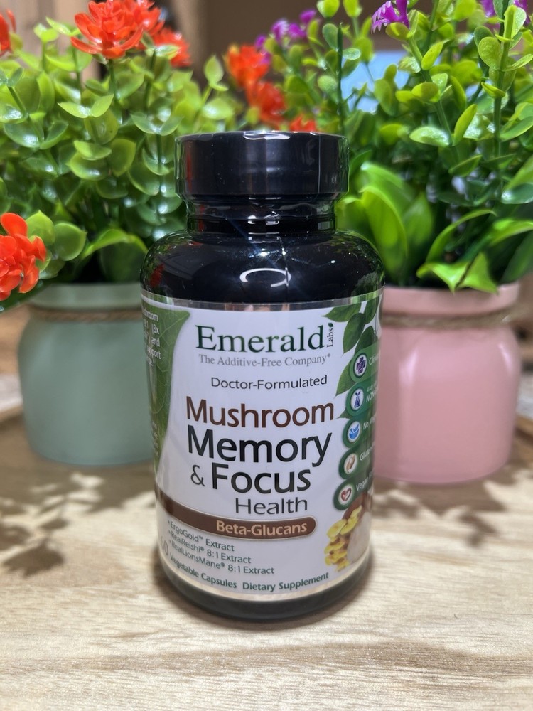 Emerald Labs Mushroom Memory & Focus Capsules 60 Ct Vegetarian Gluten-Free