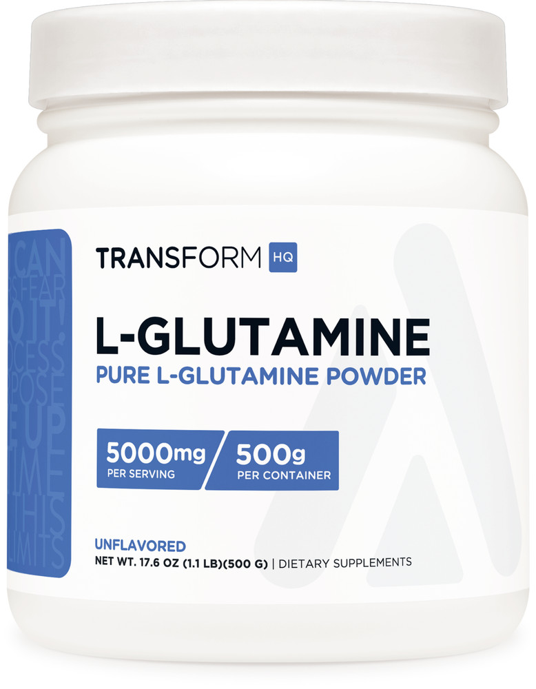 TransformHQ L-Glutamine Powder, 500G, 100 Servings – Gluten Free, Non-GMO